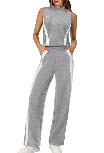Mock Neck Wide Leg Lounge Set – Effortless Travel Outfit for Women The Nichole Collection