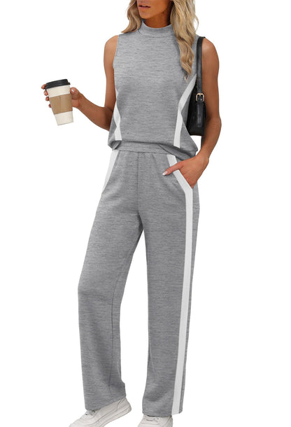 Mock Neck Wide Leg Lounge Set – Effortless Travel Outfit for Women The Nichole Collection