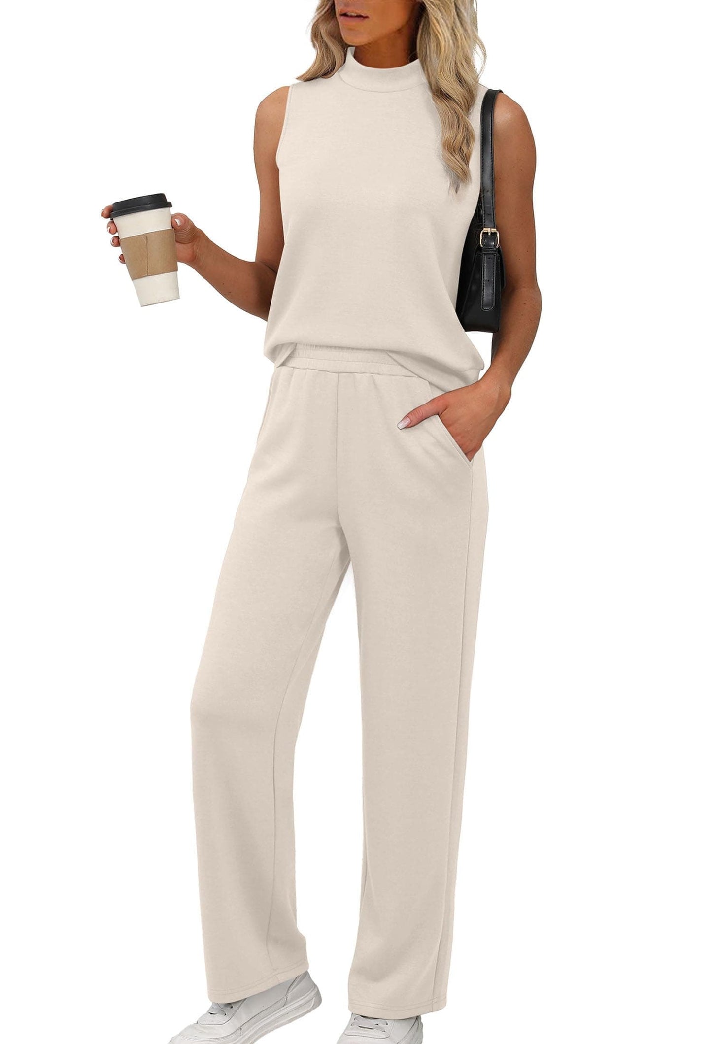 Mock Neck Wide Leg Lounge Set – Effortless Travel Outfit for Women The Nichole Collection