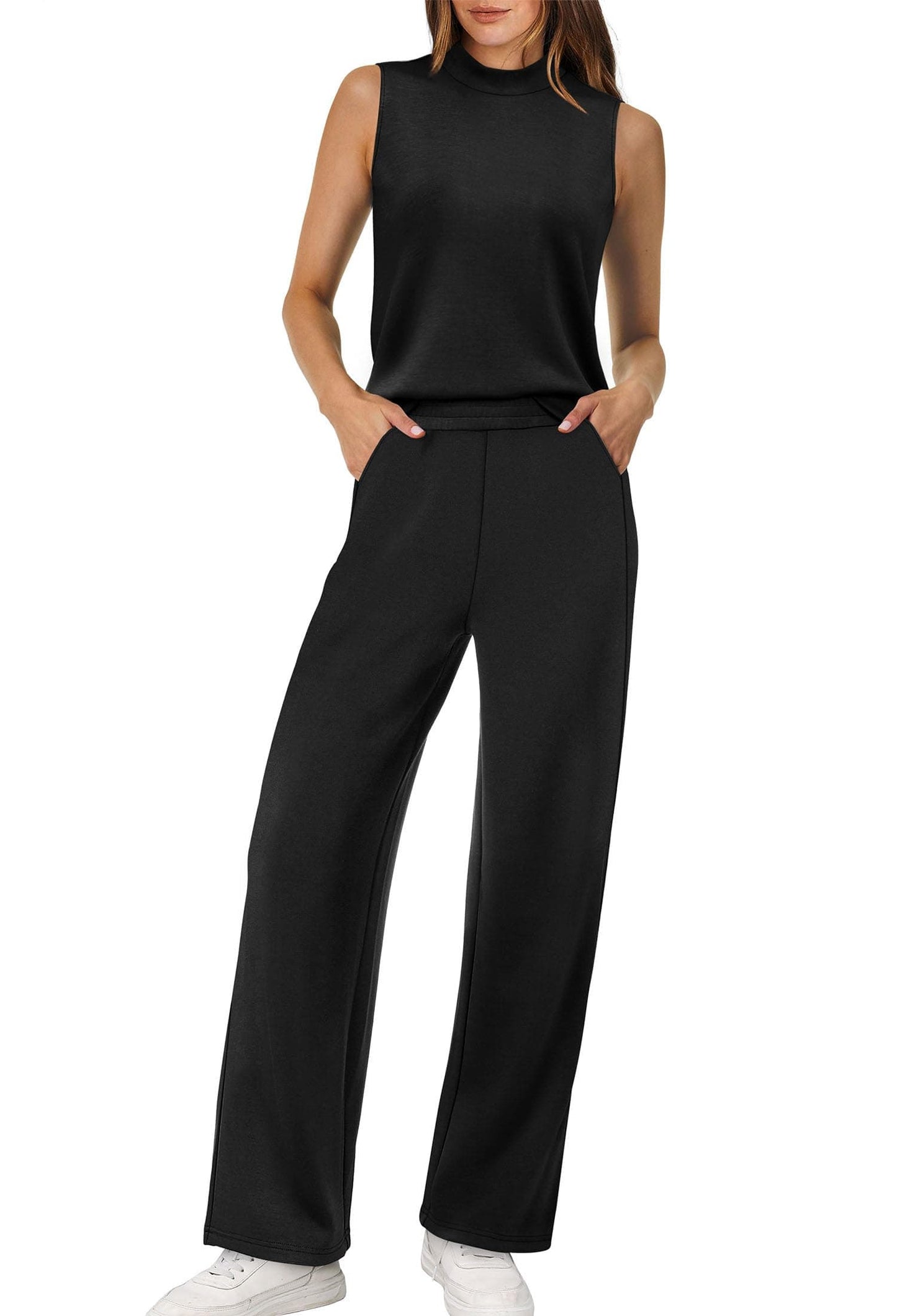 Mock Neck Wide Leg Lounge Set – Effortless Travel Outfit for Women The Nichole Collection