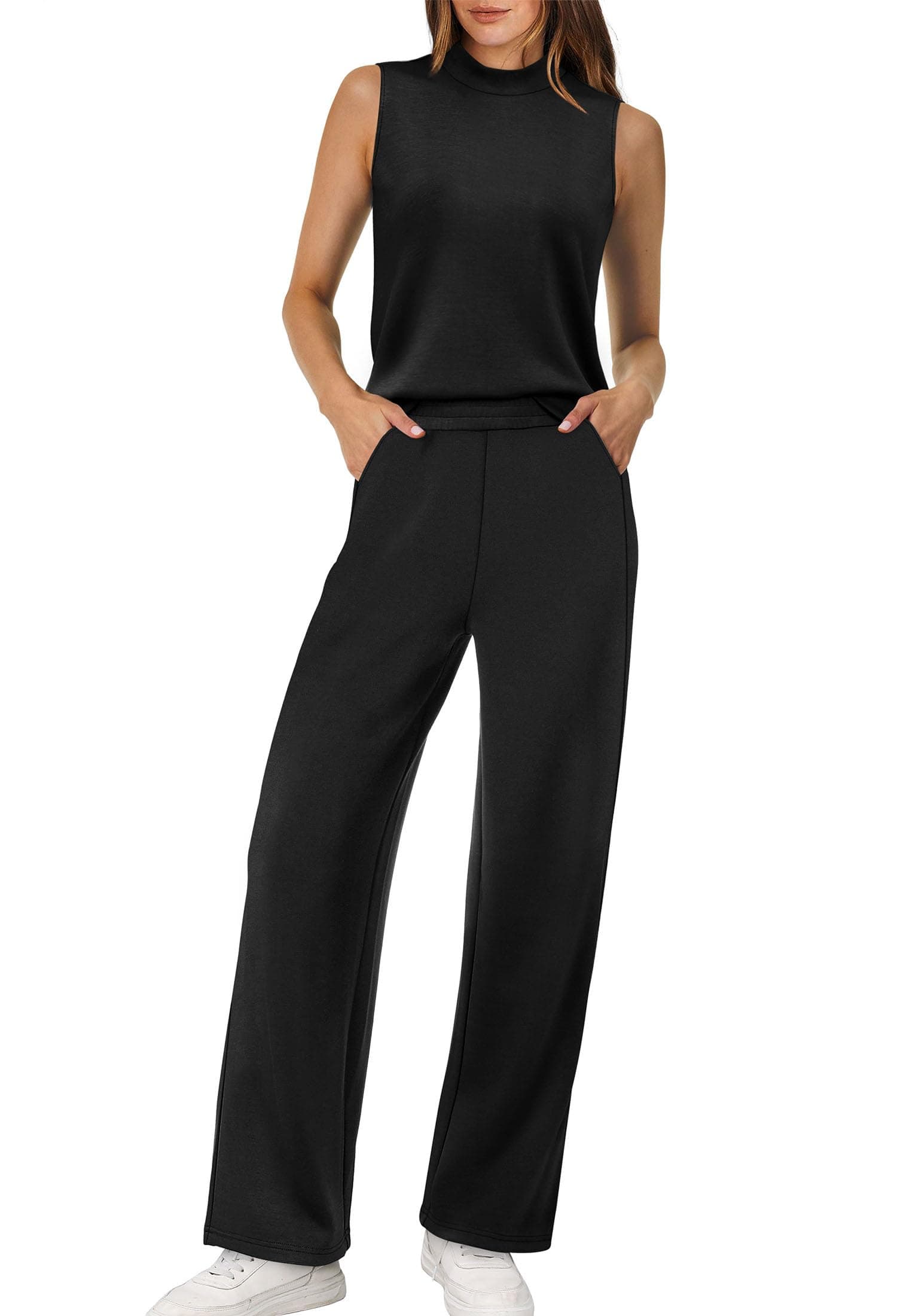 Mock Neck Wide Leg Lounge Set – Effortless Travel Outfit for Women The Nichole Collection