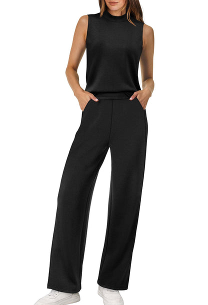 Mock Neck Wide Leg Lounge Set – Effortless Travel Outfit for Women The Nichole Collection