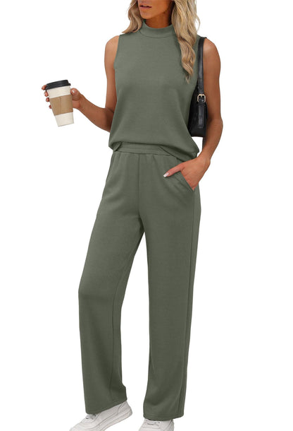 Mock Neck Wide Leg Lounge Set – Effortless Travel Outfit for Women The Nichole Collection