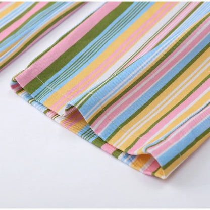 Multicolor Wide Leg Denim Low Waist Striped Flare Jeans The Nichole Collection