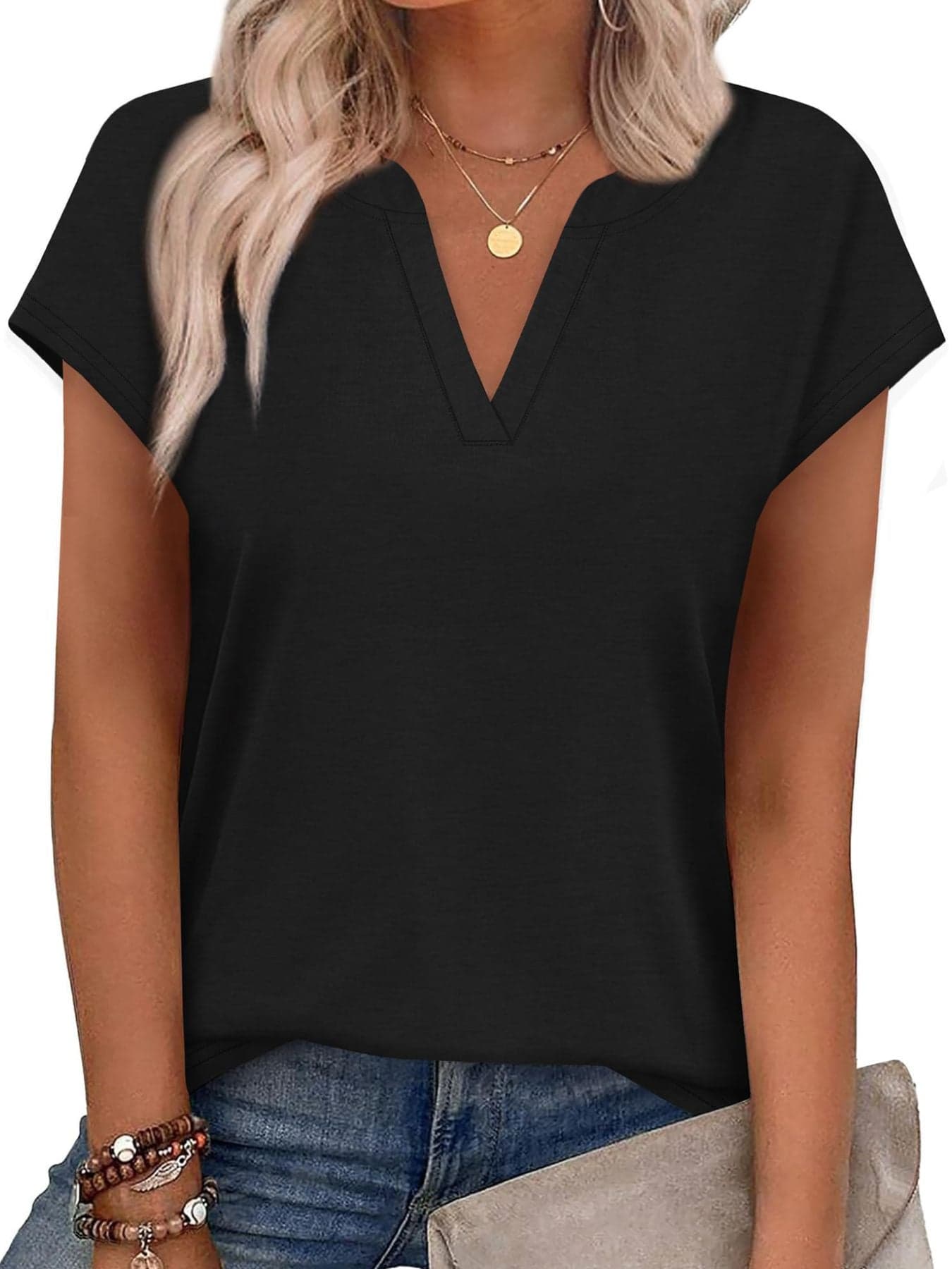 Notched Short Sleeve T-Shirt The Nichole Collection
