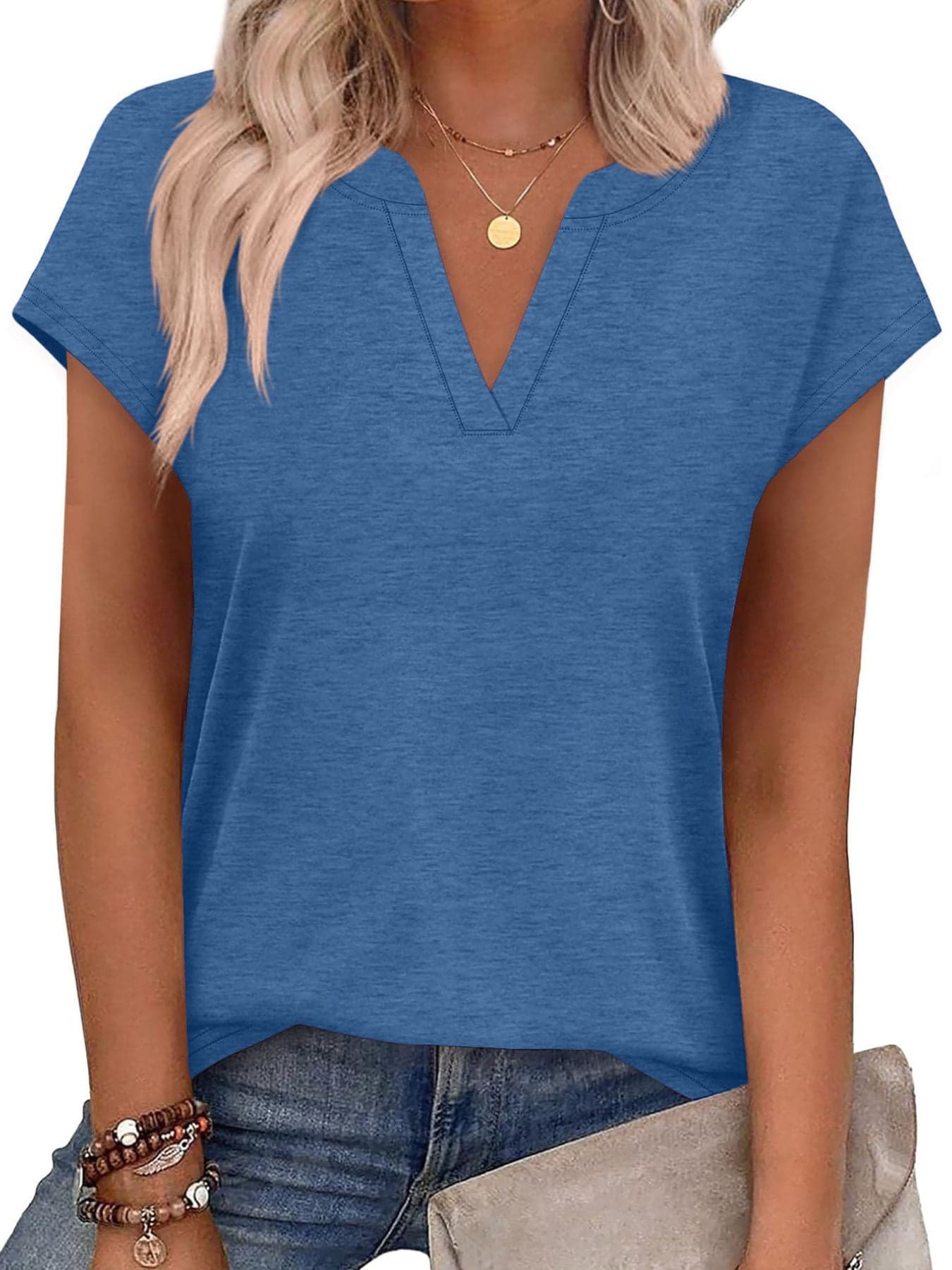 Notched Short Sleeve T-Shirt The Nichole Collection