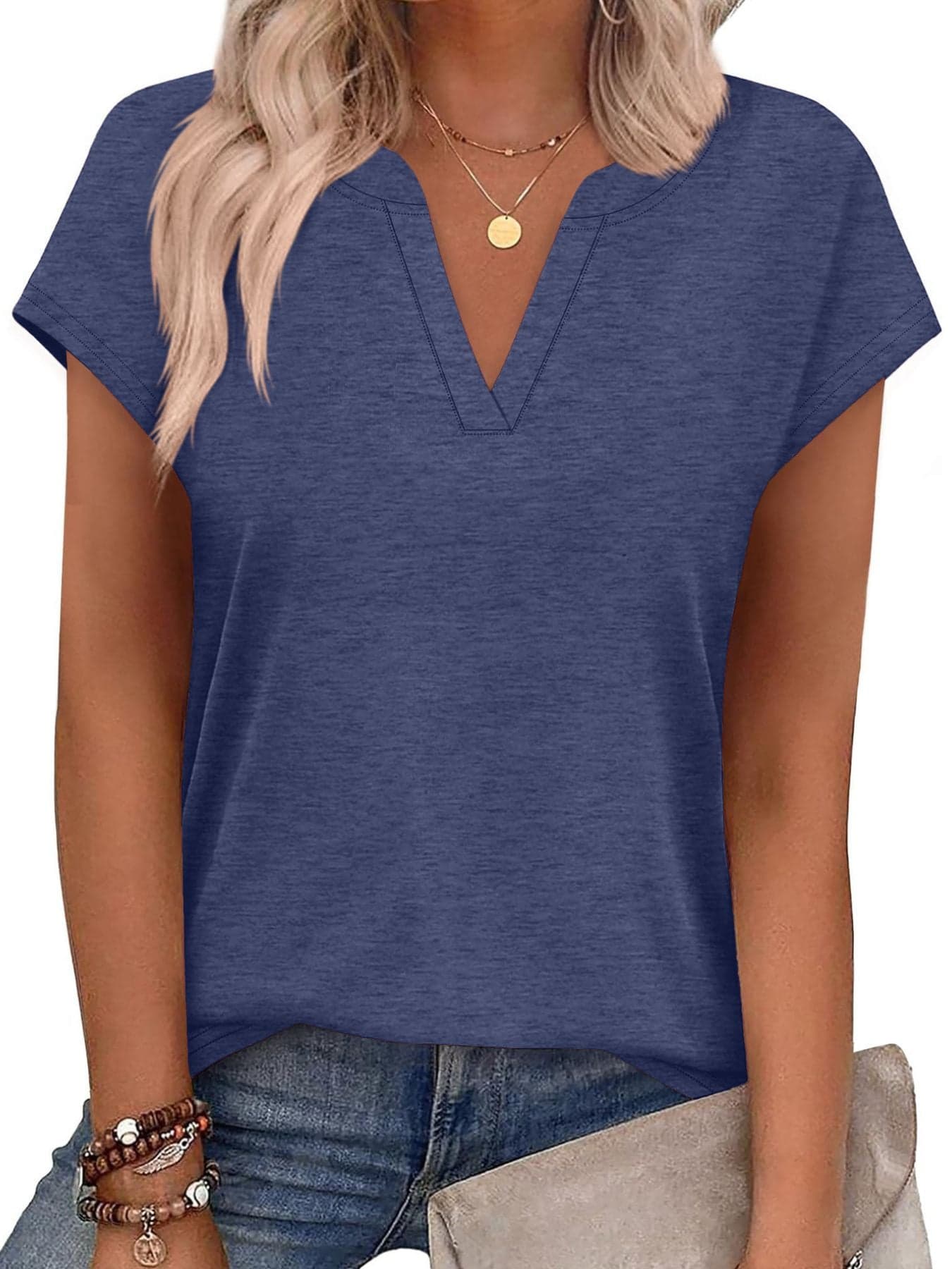 Notched Short Sleeve T-Shirt The Nichole Collection