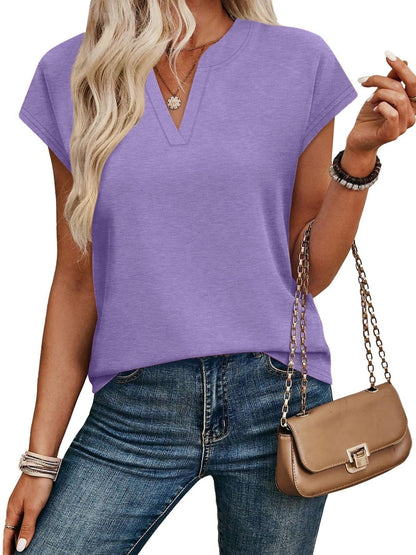 Notched Short Sleeve T-Shirt The Nichole Collection