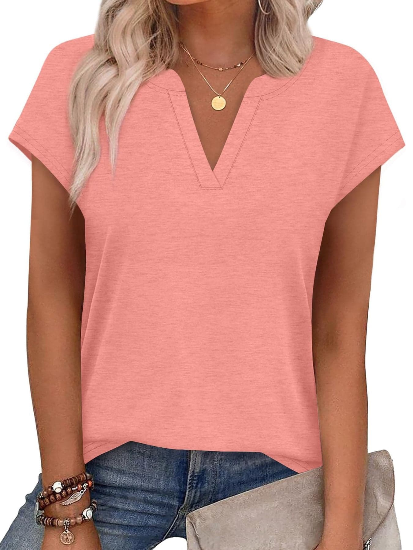 Notched Short Sleeve T-Shirt The Nichole Collection