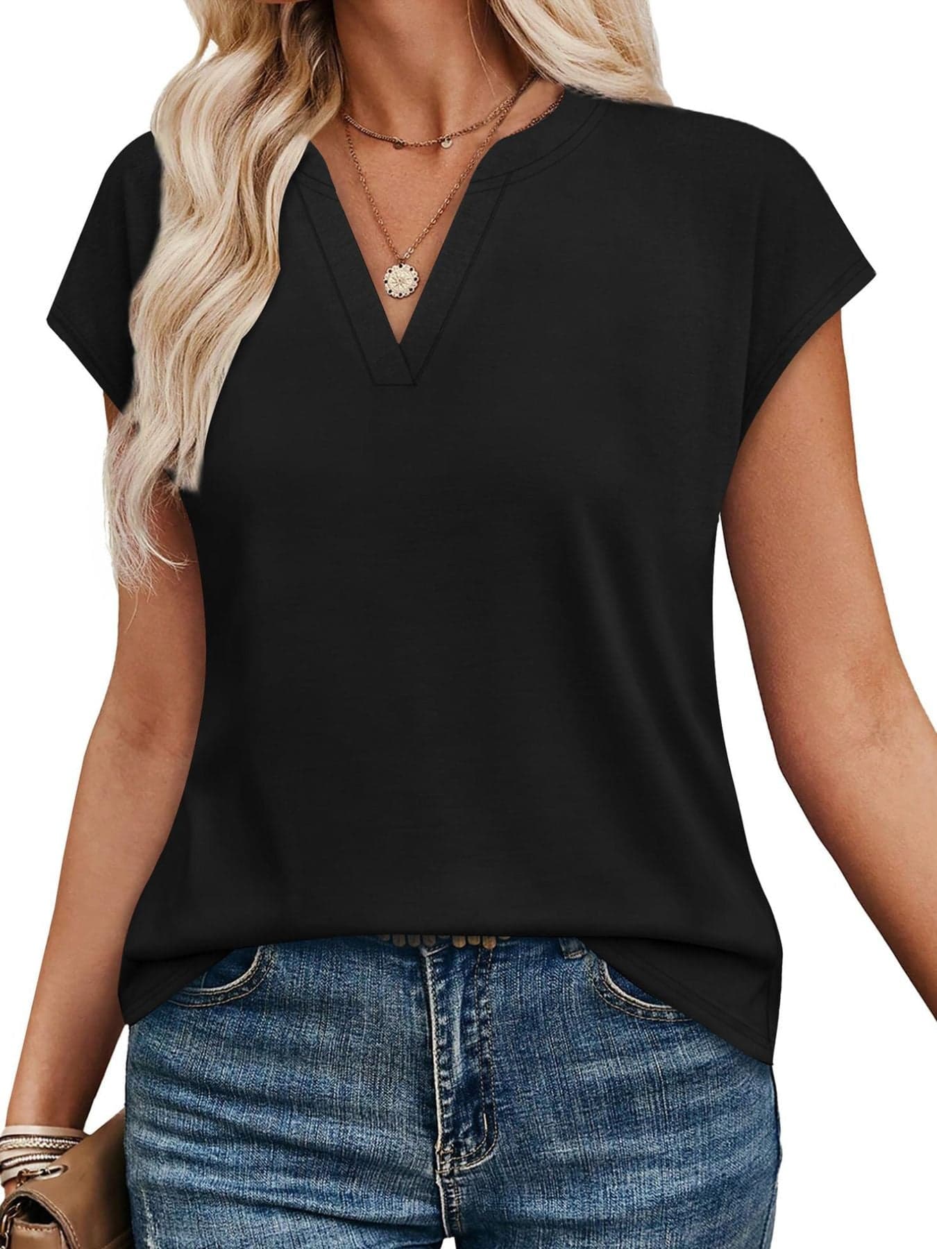 Notched Short Sleeve T-Shirt The Nichole Collection