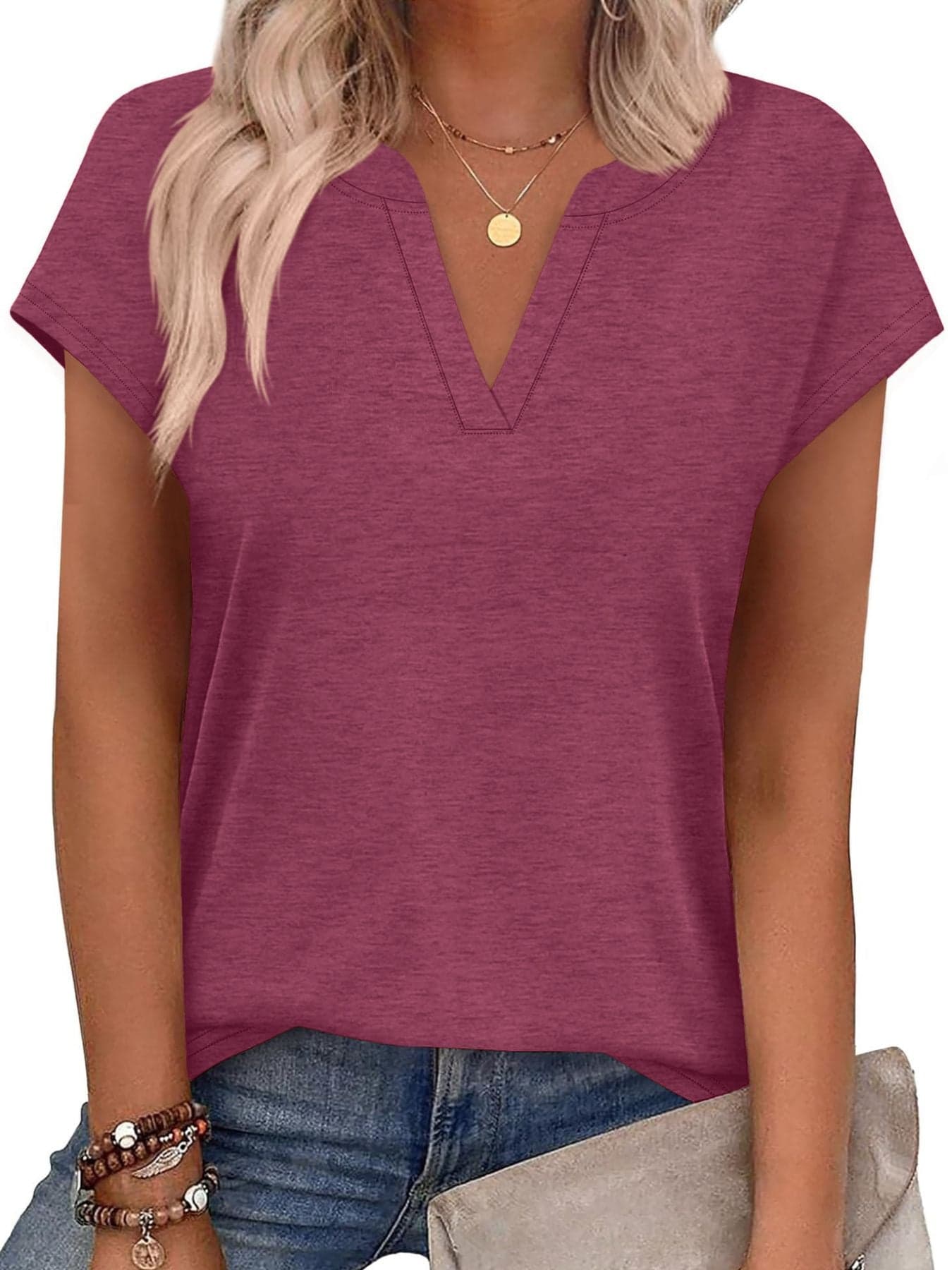 Notched Short Sleeve T-Shirt The Nichole Collection