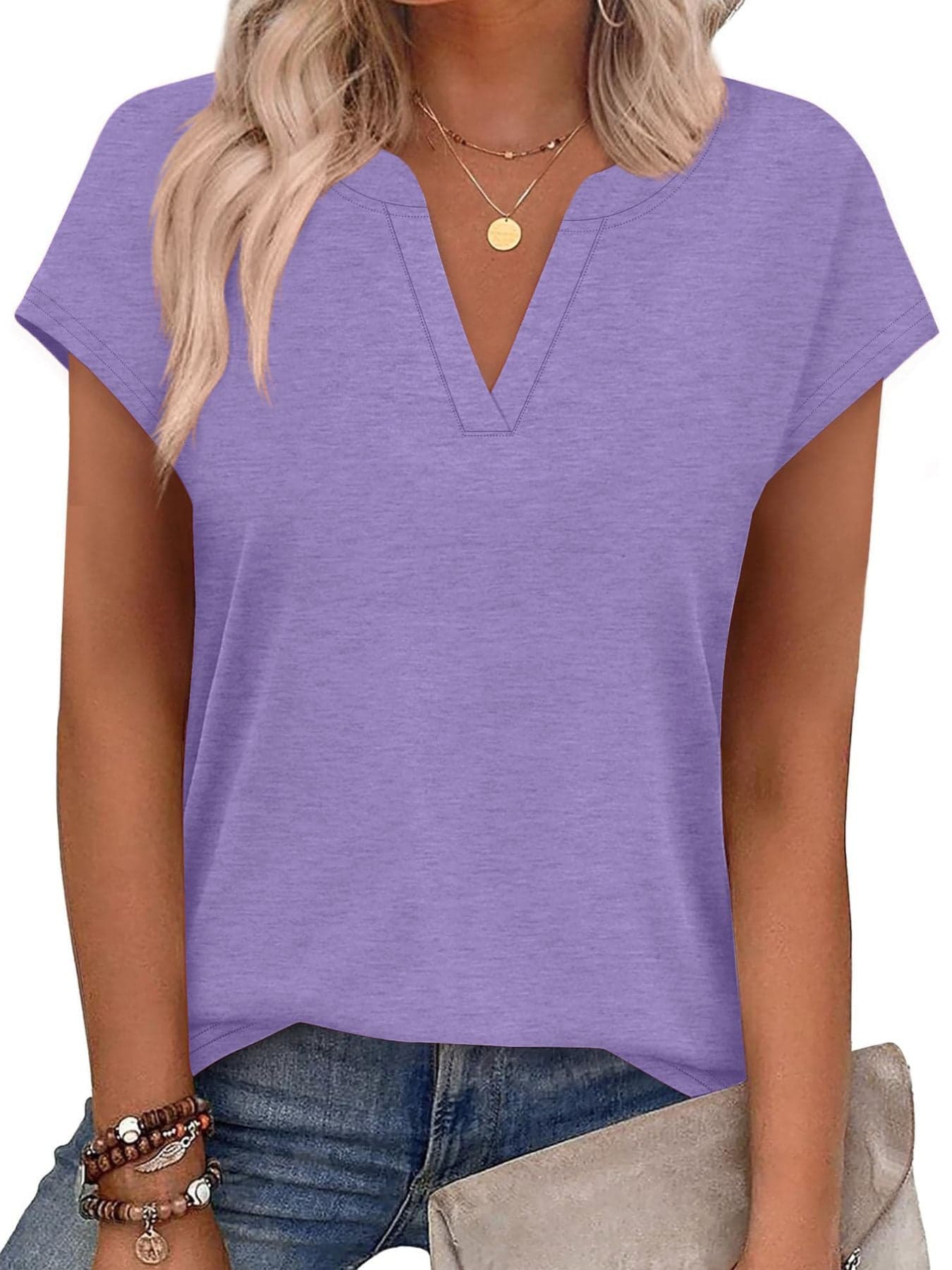 Notched Short Sleeve T-Shirt The Nichole Collection