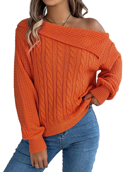 Off-Shoulder Cable Knit Sweater The Nichole Collection - Official Site