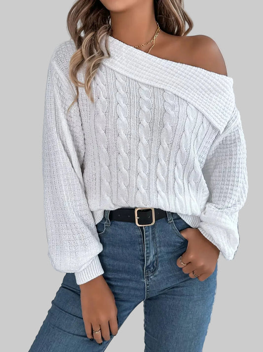 Off-Shoulder Cable Knit Sweater The Nichole Collection - Official Site
