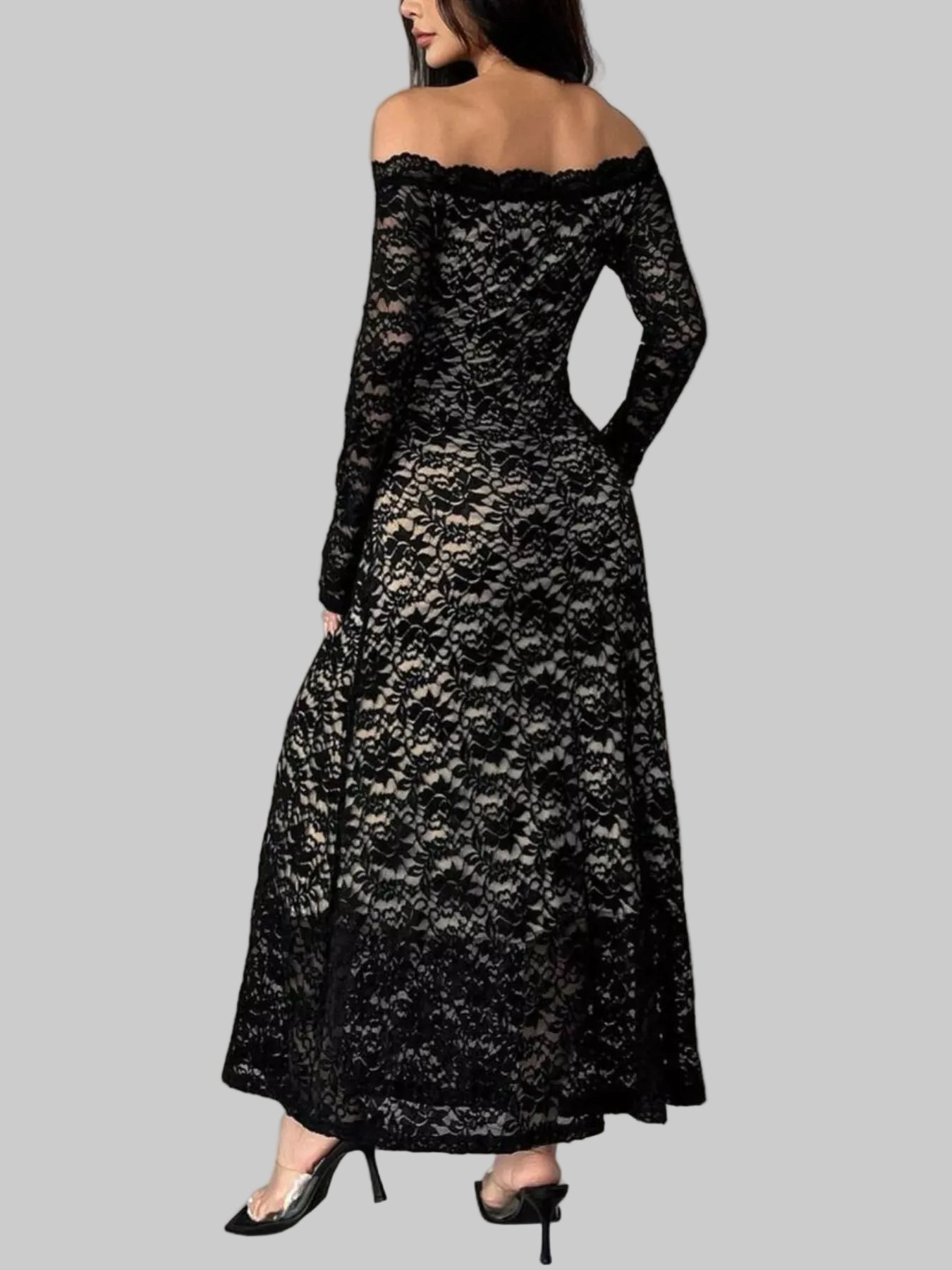 Off-Shoulder Lace Maxi Dress The Nichole Collection