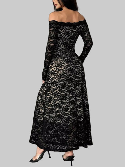 Off-Shoulder Lace Maxi Dress The Nichole Collection
