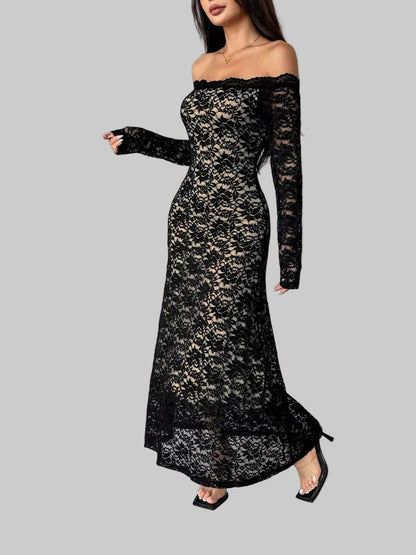 Off-Shoulder Lace Maxi Dress The Nichole Collection