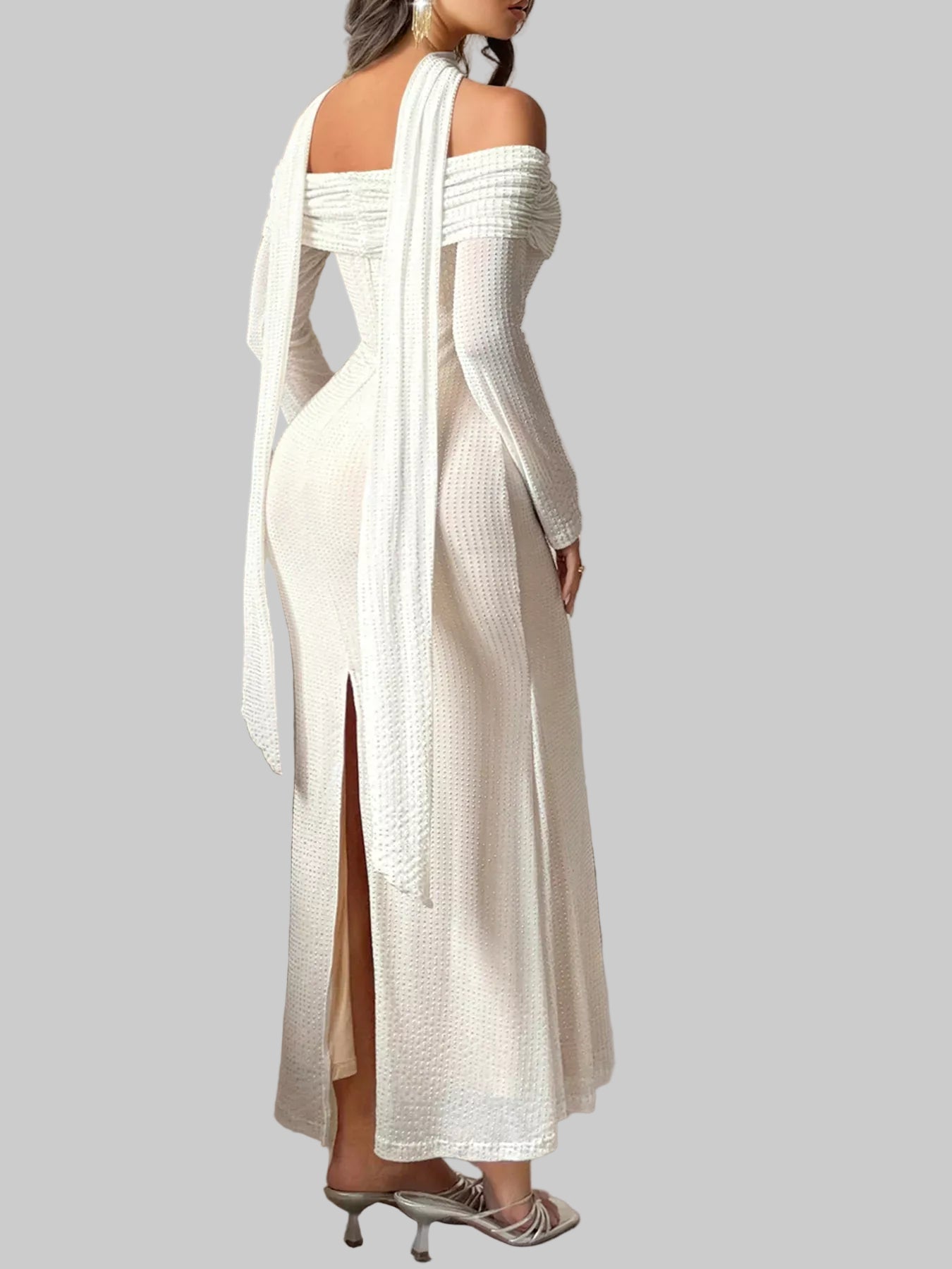 Off-Shoulder Scarf Bodycon Maxi Dress Dresses The Nichole Collection
