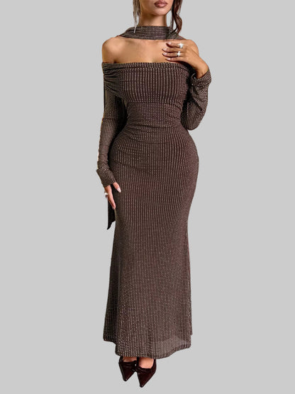 Off-Shoulder Scarf Bodycon Maxi Dress The Nichole Collection