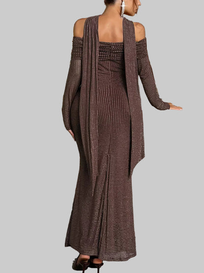 Off-Shoulder Scarf Bodycon Maxi Dress The Nichole Collection