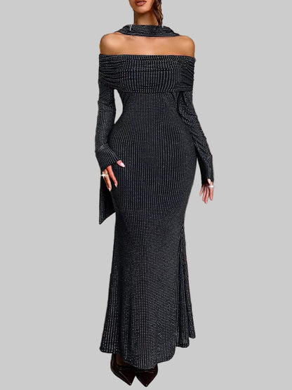 Off-Shoulder Scarf Bodycon Maxi Dress The Nichole Collection