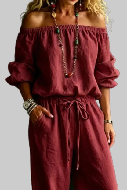 Off-Shoulder Top and Pants Set The Nichole Collection - Official Site