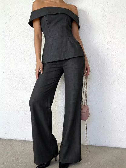 Off-Shoulder Top and Wide-Leg Pants Set The Nichole Collection - Official Site