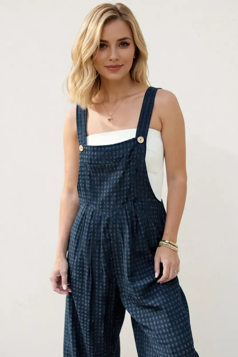 Oh Full Size Plaid Wide Leg Overalls with Pockets The Nichole Collection