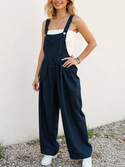 Oh Full Size Plaid Wide Leg Overalls with Pockets The Nichole Collection
