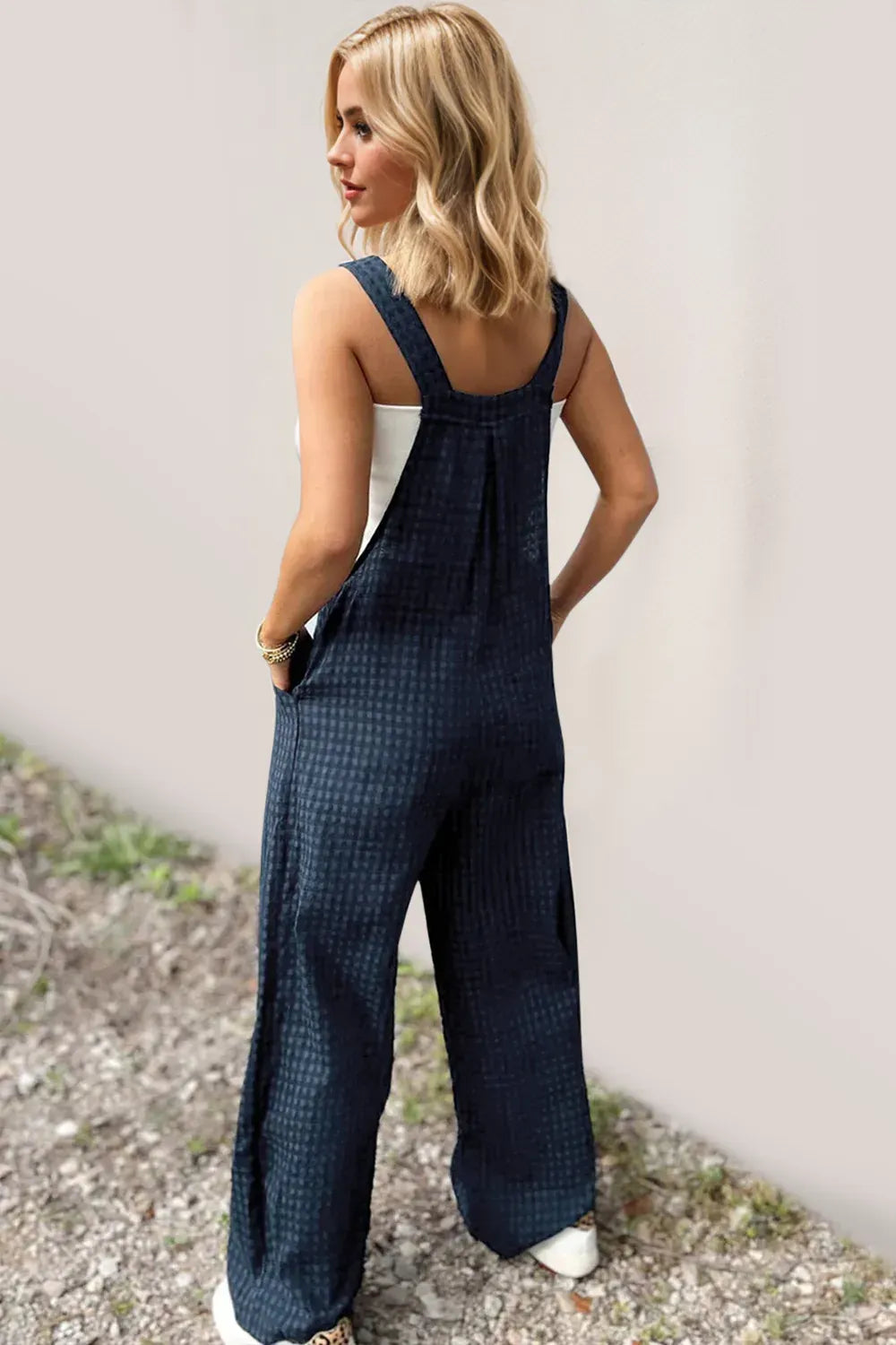 Oh Full Size Plaid Wide Leg Overalls with Pockets The Nichole Collection