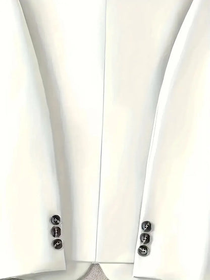 One-Button Blazer with Pockets - Blue / S