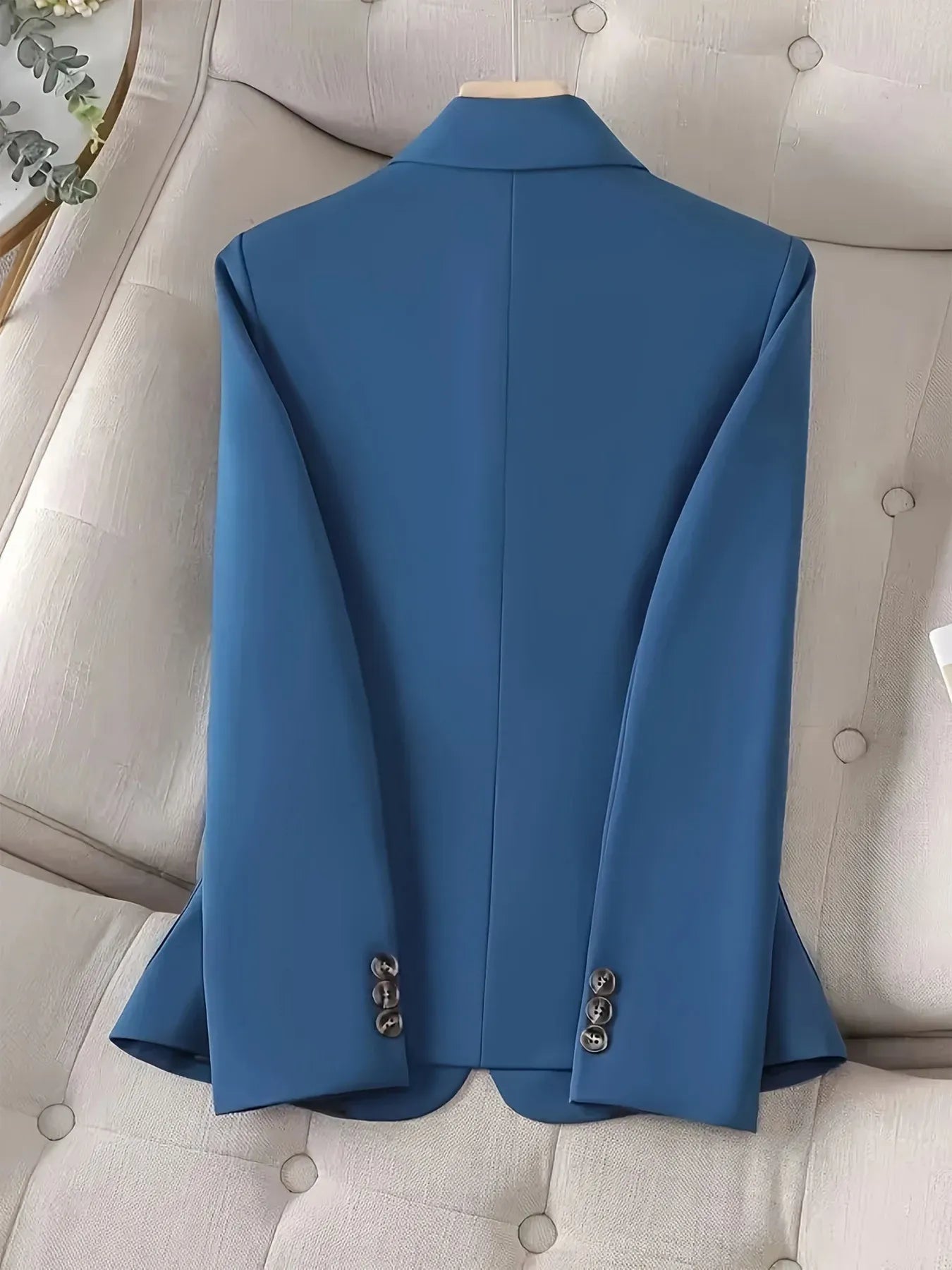 One-Button Blazer with Pockets - Blue / S