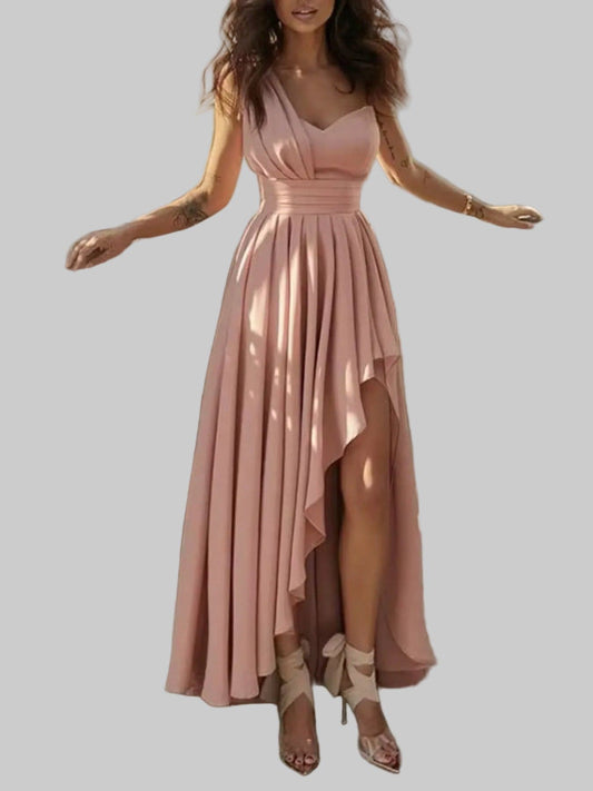 One-Shoulder Asymmetrical Hen Dress Plus Size Dusty Pink / S The Nichole Collection