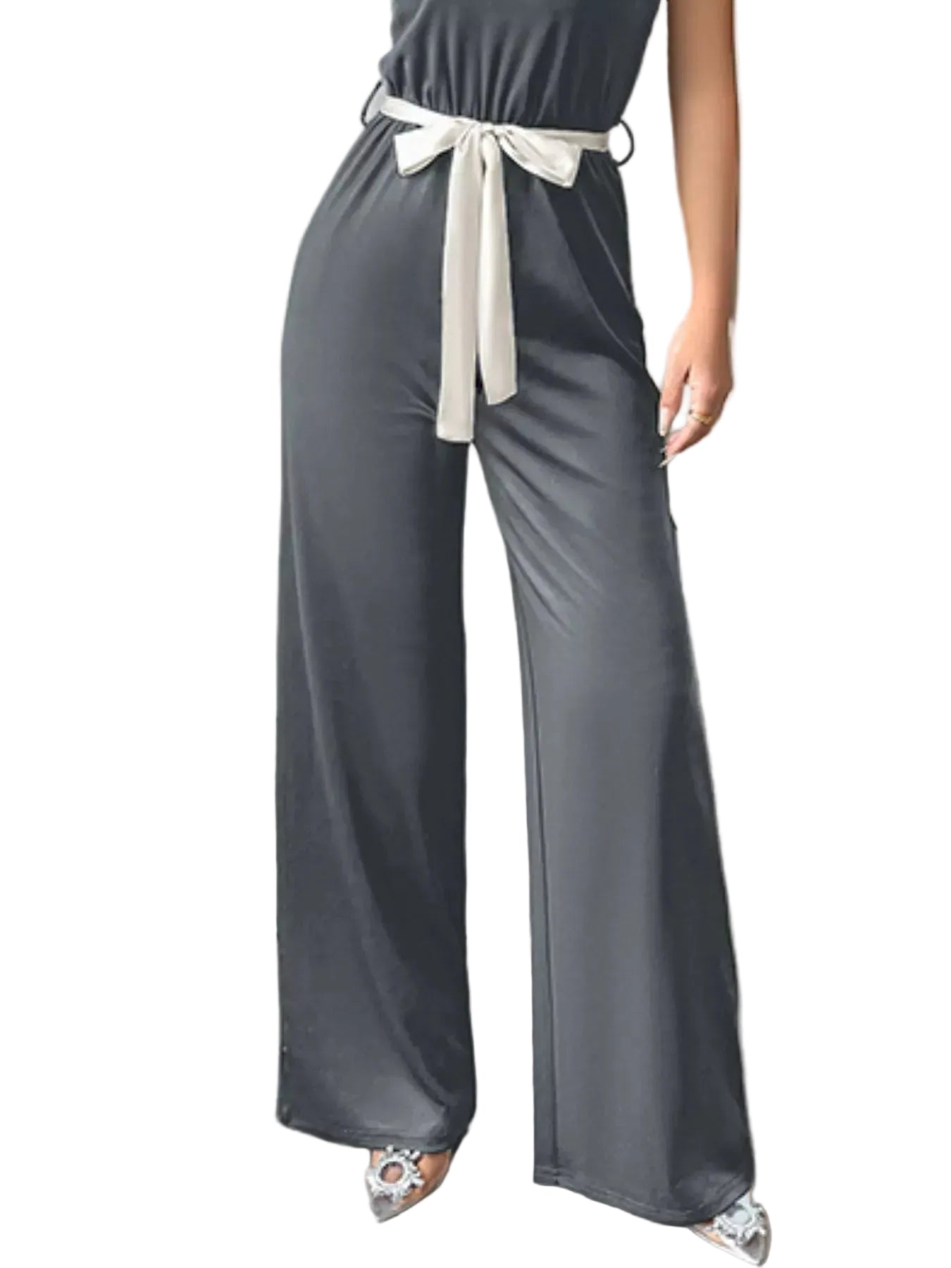 One-Shoulder Bowknot Wide Leg Jumpsuit The Nichole Collection