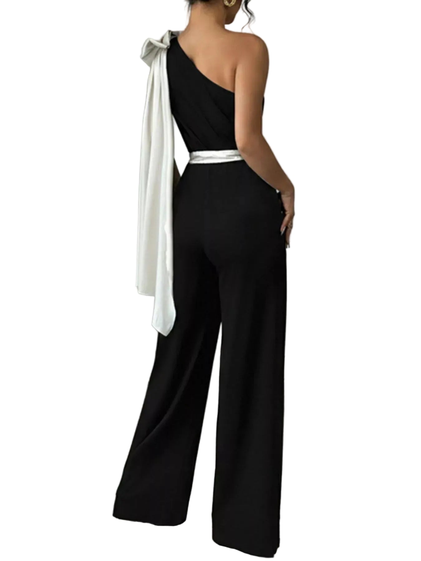 One-Shoulder Bowknot Wide Leg Jumpsuit The Nichole Collection