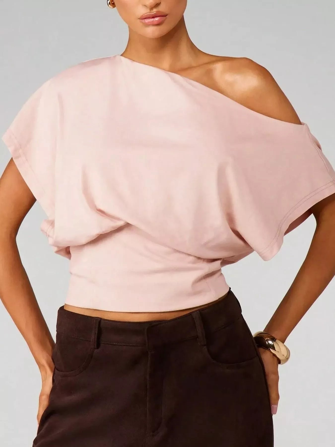 One Shoulder Crop T-Shirt The Nichole Collection - Official Site