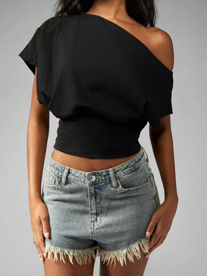 One Shoulder Crop T-Shirt The Nichole Collection - Official Site