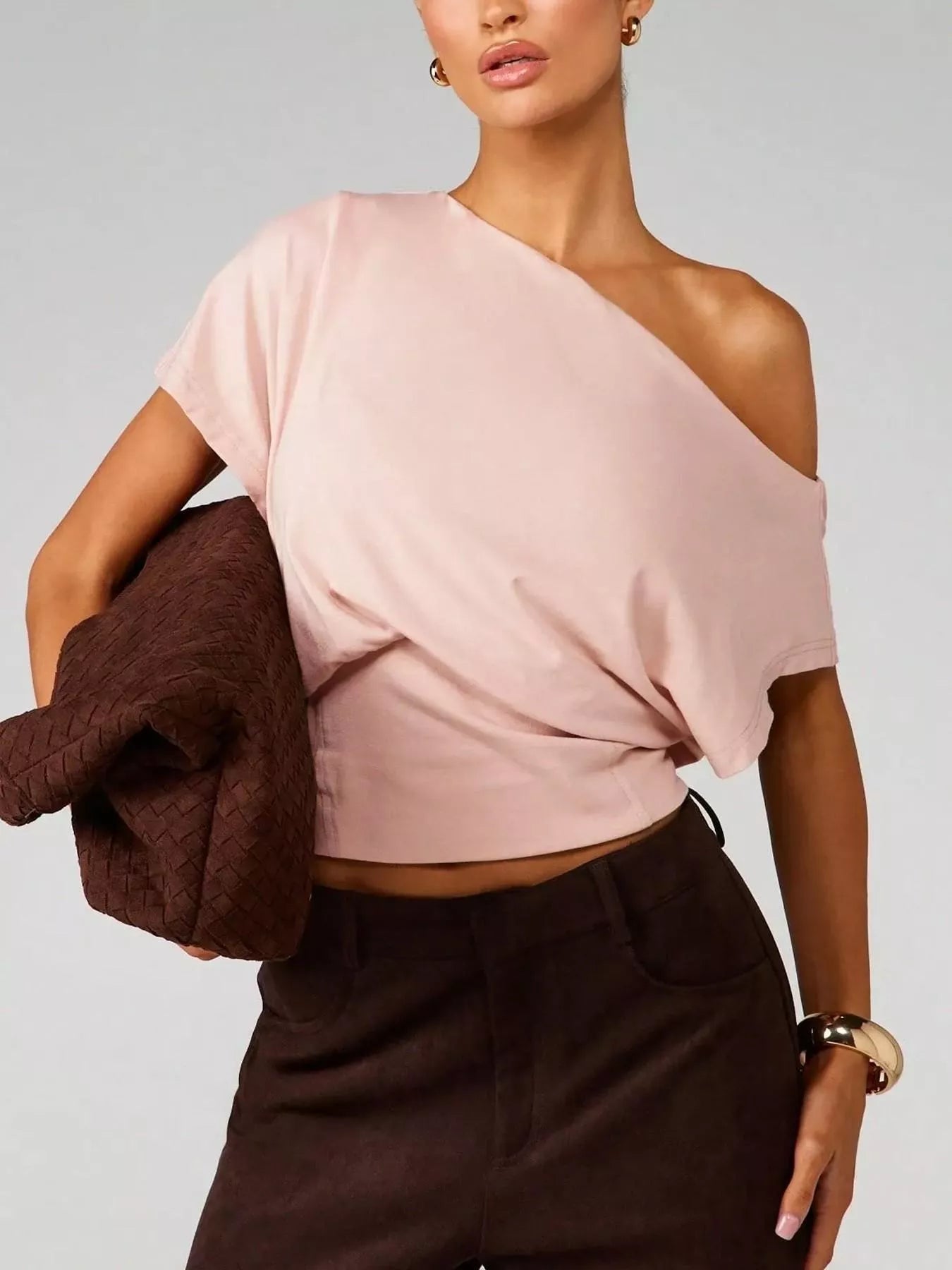 One Shoulder Crop T-Shirt The Nichole Collection - Official Site