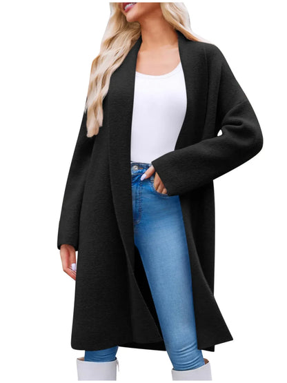 Open Front Longline Coat Black / S The Nichole Collection
