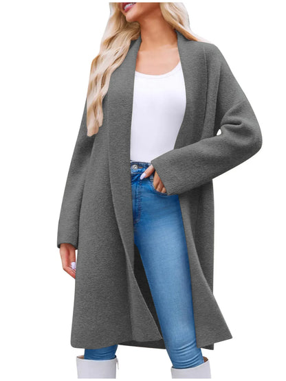 Open Front Longline Coat Dark Gray / S The Nichole Collection