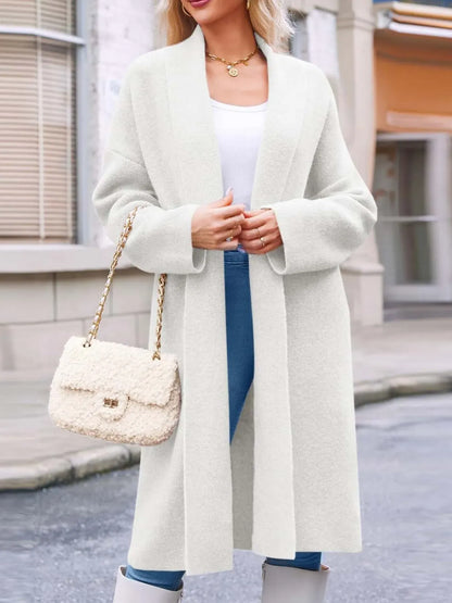 Open Front Longline Coat White / S The Nichole Collection