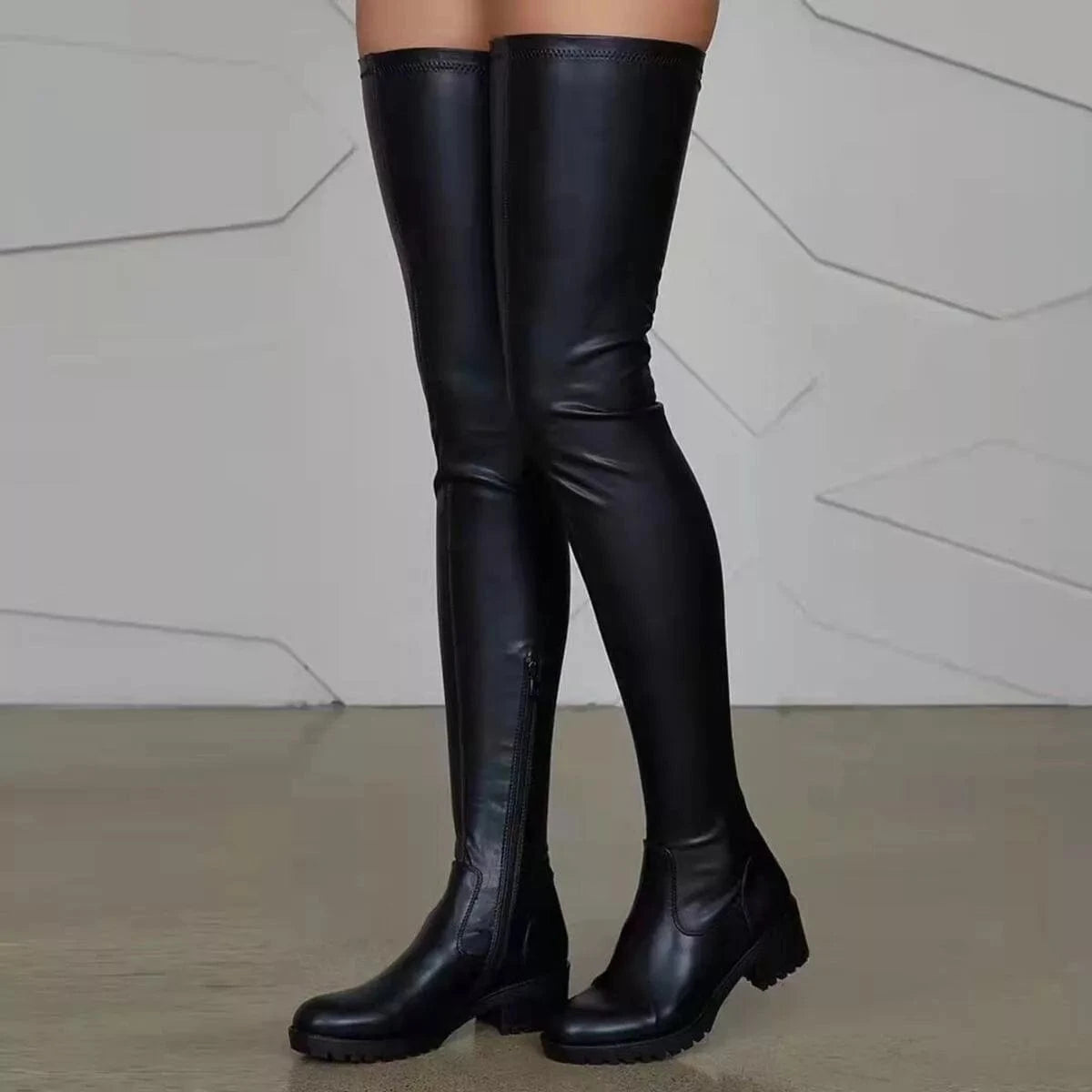 Over-the-Knee Block Heels Boots Black / 35 The Nichole Collection