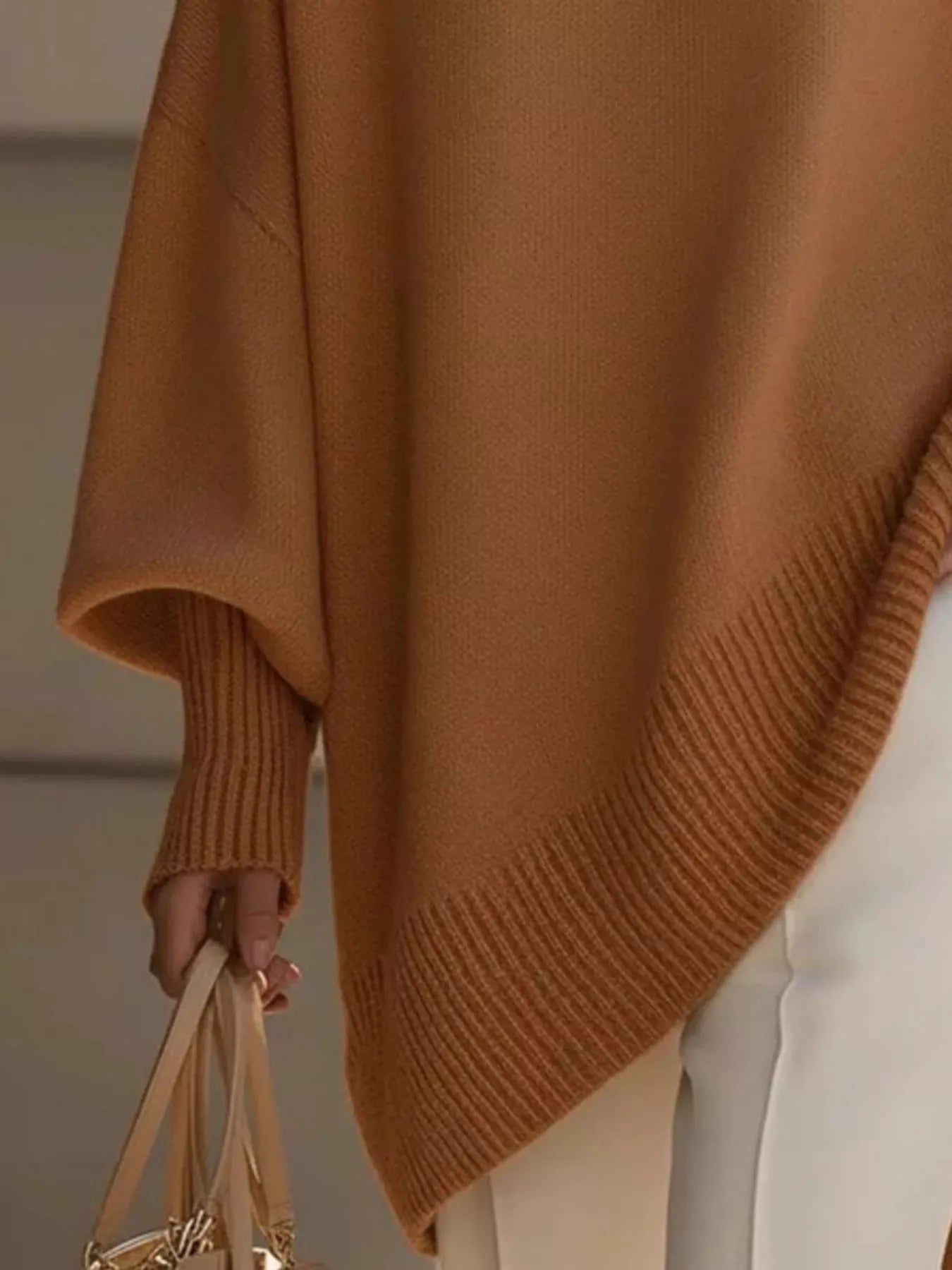 Oversized Batwing Sleeve Round Neck Sweater The Nichole Collection