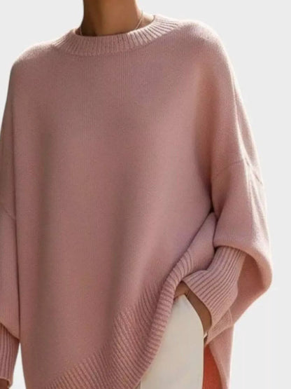 Oversized Batwing Sleeve Round Neck Sweater The Nichole Collection