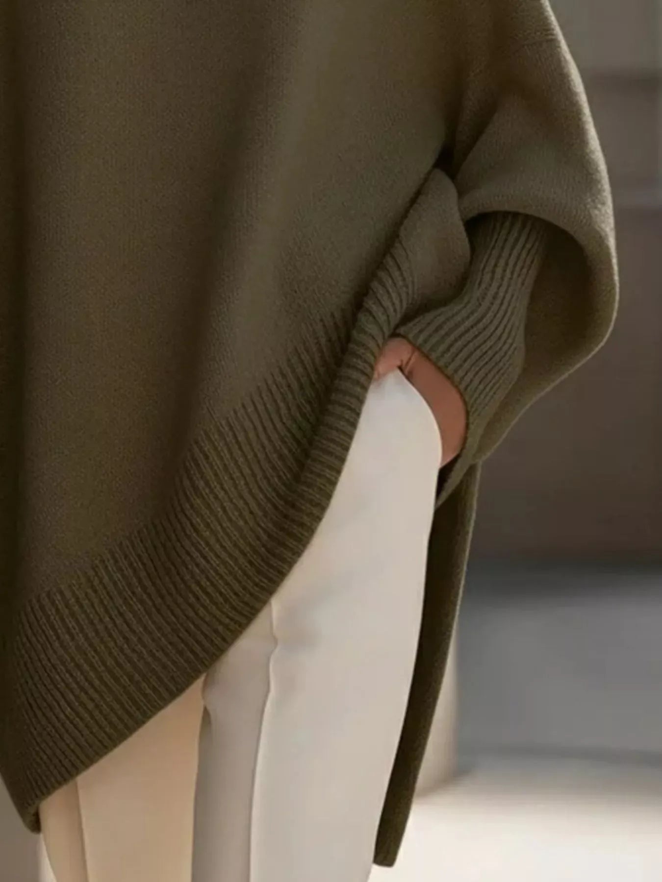 Oversized Batwing Sleeve Round Neck Sweater The Nichole Collection