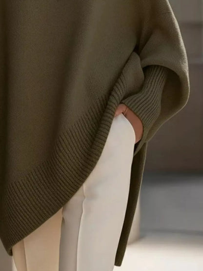 Oversized Batwing Sleeve Round Neck Sweater The Nichole Collection