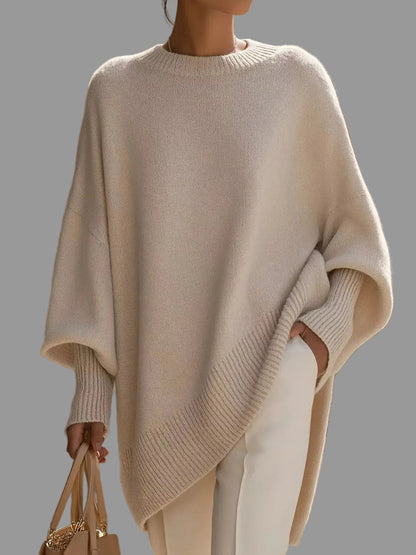 Oversized Batwing Sleeve Round Neck Sweater Apricot / XS The Nichole Collection