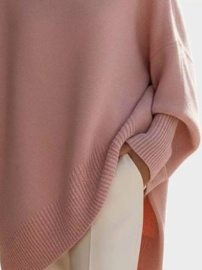 Oversized Batwing Sleeve Round Neck Sweater The Nichole Collection