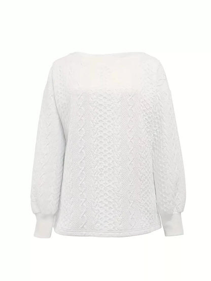Oversized Textured Long Sleeve Sweatshirt Sweatshirt The Nichole Collection