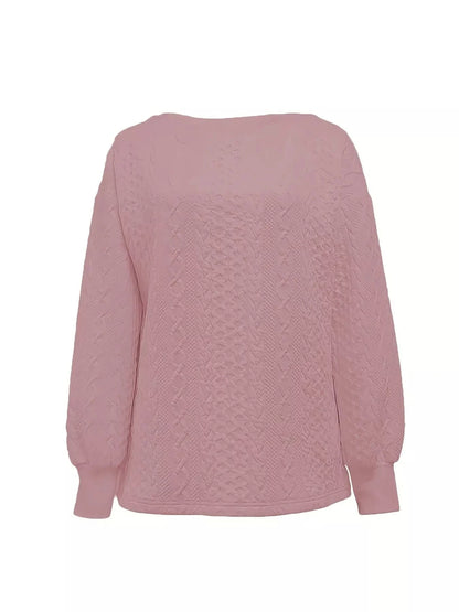 Oversized Textured Long Sleeve Sweatshirt Sweatshirt The Nichole Collection
